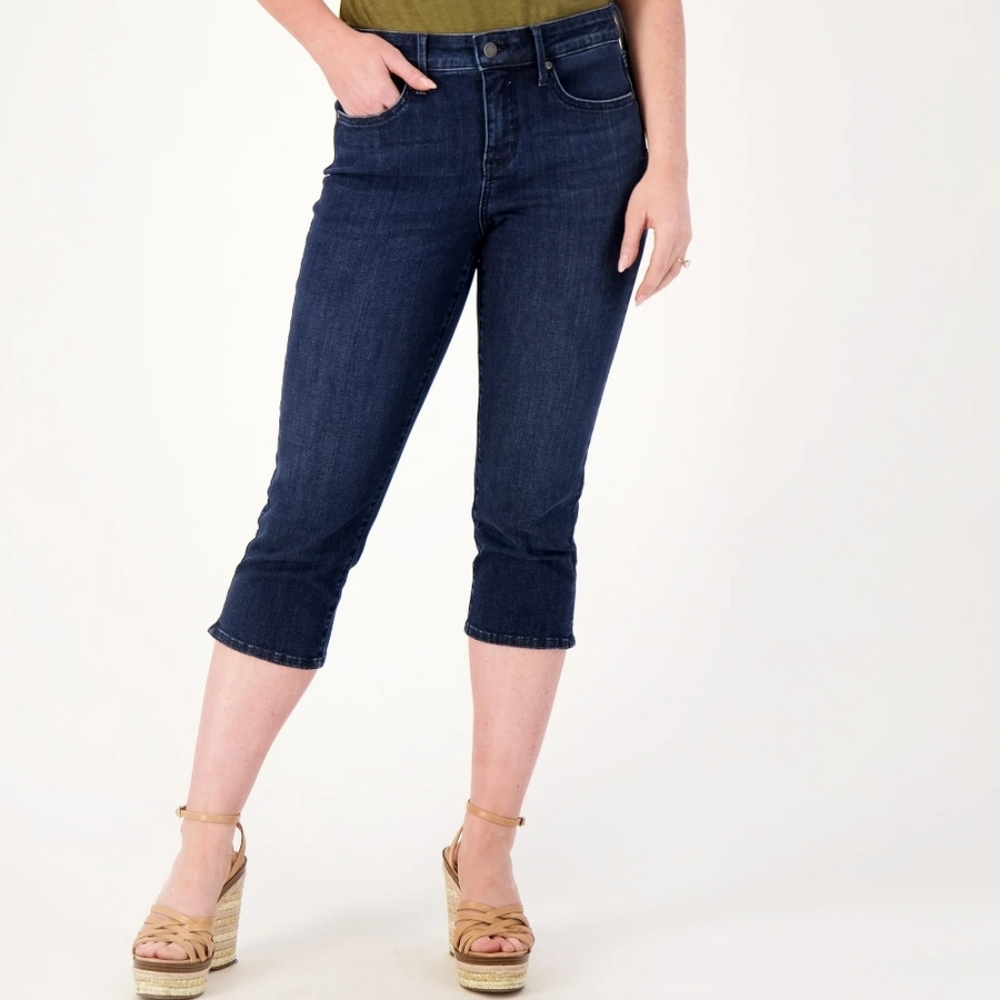 NYDJ Curves 360 Slim Straight Crop Side Slit Jeans- Mesquite